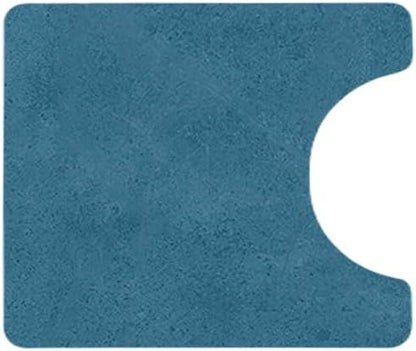 Toilet Rug, Thin Toilet Rugs U Shaped Washable Non Slip Absorbent Quick Dry Low Pile Toilet Mat, 20"x24" U Shape Denim Blue