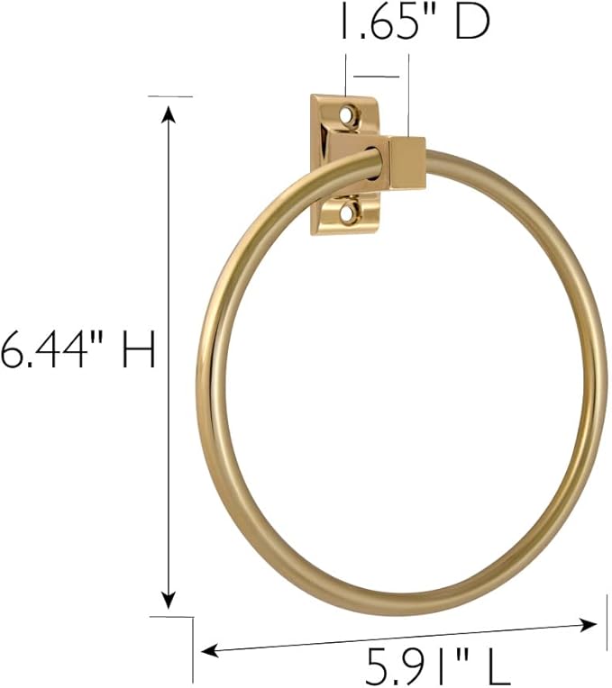 Design House 533349 Millbridge Classic Towel Ring for Bathroom Polished Brass