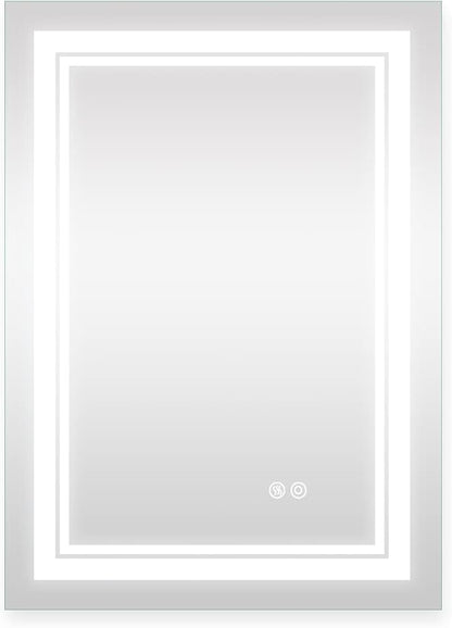 WELLFOR LED Bathroom Vanity Mirror 24 x 32 Inch, Lighted Anti-Fog Dimmable Mirror, IP44 Waterproof Wall Mounted Makeup Mirror, Packed with US Standard Plug and Touch Switch, (Horizontal/Vertical)