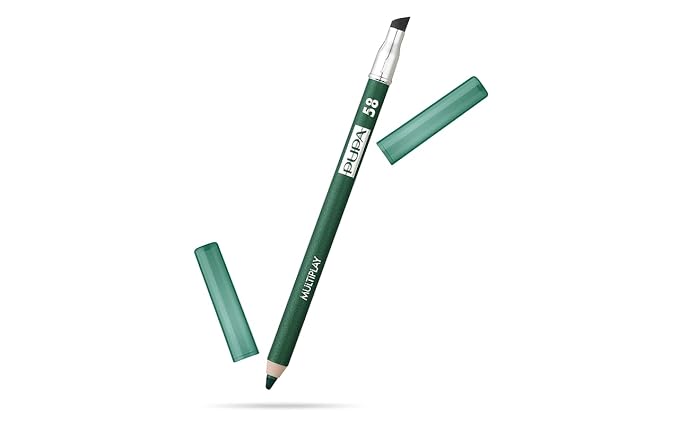 Pupa Milano Multiplay Eye Pencil - Creamy, Blendable Eyeliner With Smudge Tip - Long Wearing, Glamorous Intensity - Smooth And Lasting Color Liner For Waterline Or Lid - 58 Plastic Green - 0.04 Oz