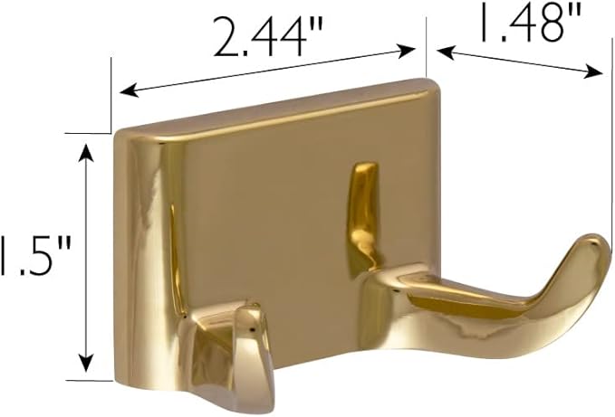 Design House 533307 Millbridge Classic Double Robe Hook for Bathroom Bedroom Closet or Office Polished Brass