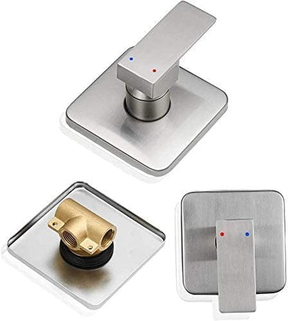 Brushed Nickel Shower Faucet Set Bathroom Luxury Rainfall Shower System with Rain Shower Head Single Function Shower Trim Kit with Rough-in Valve