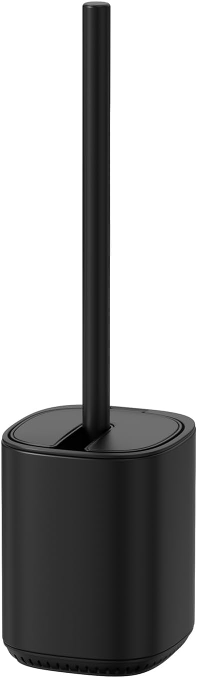 Toilet Brush and Holder Set Toilet Bowl Brush Stainless Steel Automatic Toilet Bowl Cleaner Brush with Durable Bristle Head Toilet Cleaning Brush for Bathroom 2 Pack Set Black