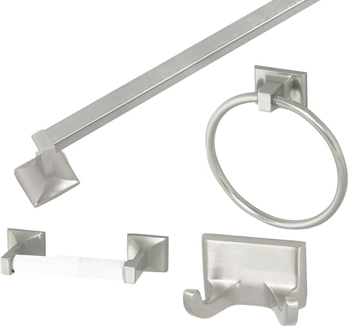 Design House 534644 Millbridge Classic 4-Piece Bathroom Accessory Kit Satin Nickel