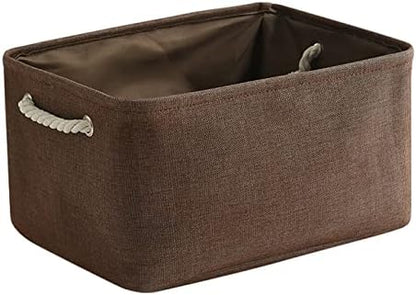 TheWarmHome Fabric Storage Basket for Home, Shelf, Closet - Canvas Bin for Dog Toys and Baby Items (Brown, 1 Pack, 13.8L9.8W6.7H)