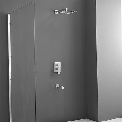 Brushed Nickel Shower Faucet Set with Tub Spout Bathroom Luxury Rain Mixer Shower Head System Wall Mounted Shower Faucet Complete, Single Handle Tub and Shower Trim Kit with Rough-in Valve