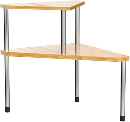 Weenson Bathroom Organizer Countertop Corner Shelf – 2 Tier Bathroom Organization Bamboo Spice Rack Kitchen Countertop Organizer Space Saving Storage Shelves Living Room Office Home Decor