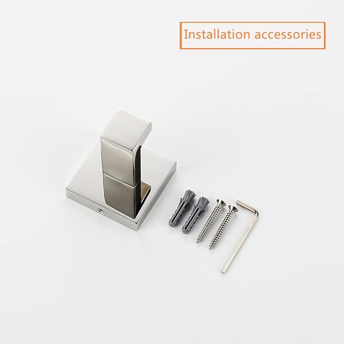 Bath Towel Hooks Premium Stainless Steel Clothes Hook Robe Coat Heavy Duty Square Wall Mounted Modern Hook for Bathroom Kitchen 4Pack Polished Chrome Finish