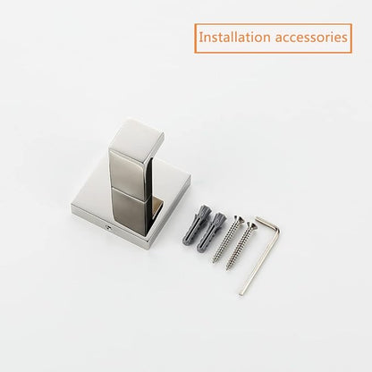 Bath Towel Hooks Premium Stainless Steel Clothes Hook Robe Coat Heavy Duty Square Wall Mounted Modern Hook for Bathroom Kitchen 4Pack Polished Chrome Finish