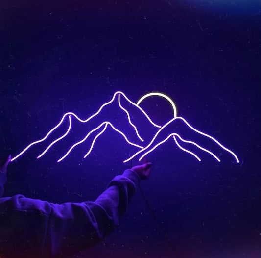 Ulalaza LED Decorative Lights USB Mountains Sunrise Sunset Led Neon Signs Home Decoration Wall Art Holiday Gift Brightness Adjustable 16.5''x11.8''