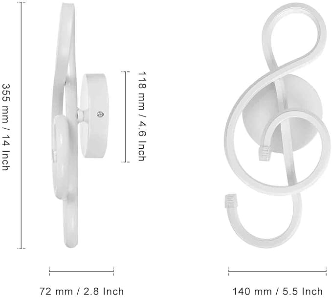 XEYOU 22W Modern Wall Sconce Lighting Indoor LED Creative Wall Light Fixture Music Symbol Art Decoration Wall Lamp for Living Room Bedroom Stair Corridor, White 6000K