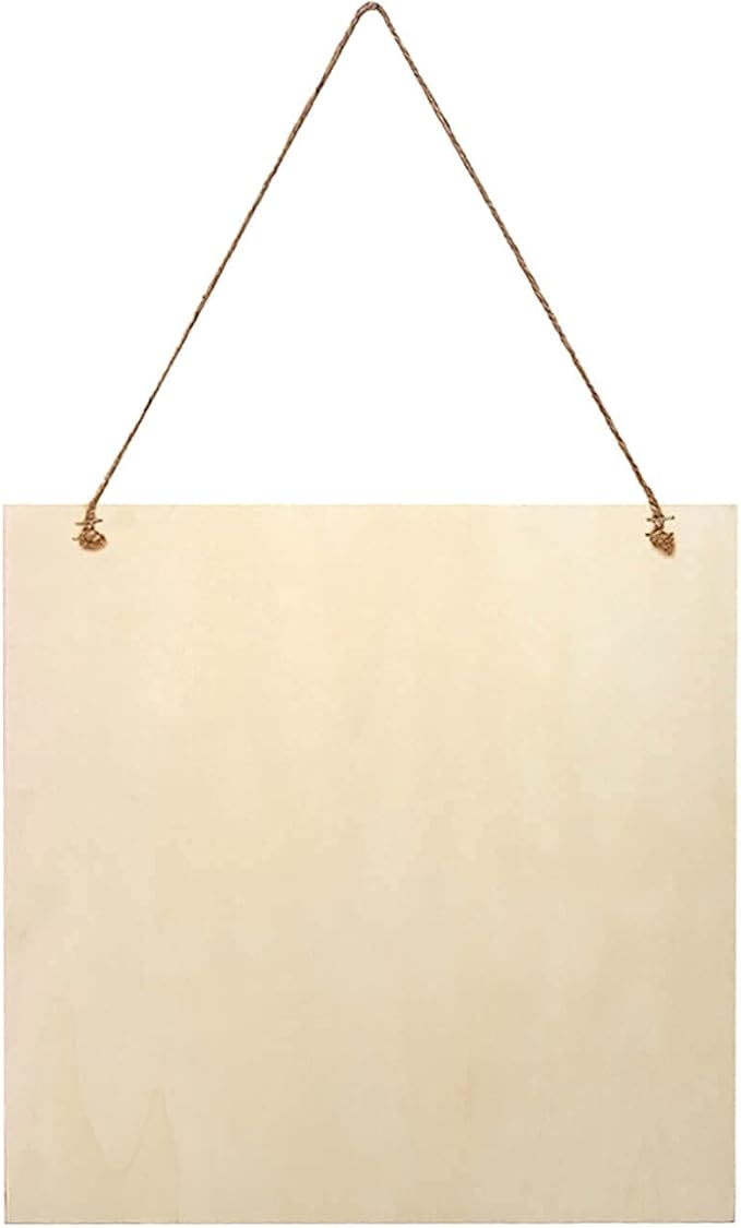 Personalized Hanging Wood Signs, Customized Door Board with Multiple Wood Background and Fonts to Choose, Design Your Rustic Decoration Sign for Home Kitchen Farmhouse 11.8x11.8 inch