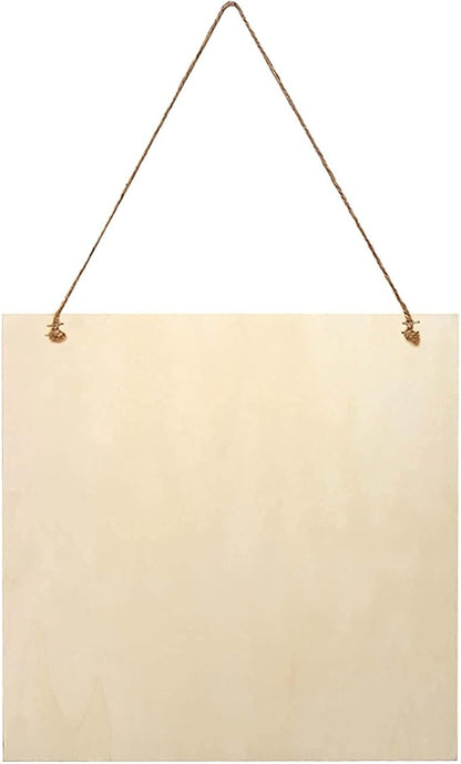 Personalized Hanging Wood Signs, Customized Door Board with Multiple Wood Background and Fonts to Choose, Design Your Rustic Decoration Sign for Home Kitchen Farmhouse 11.8x11.8 inch