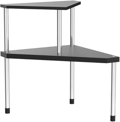 Weenson Bathroom Counter Organizer Over Sink for Toiletries, Makeup, Kitchen Countertop Organizer Spice Rack for Salt, 2-Tier Corner Counter Shelf for Coffee Area Storage Dresser Table(Black)