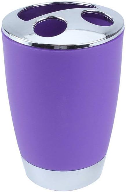 Bathroom Accessories Set 6 Pieces Plastic Bathroom Accessories Toothbrush Holder, Rinse Cup, Soap Dish, Hand Sanitizer Bottle, Waste Bin, Toilet Brush with Holder(6 Colors) (Purple)
