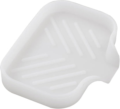 Silicone Bathroom Soap Dishes with Drain Spout-Bathroom and Kitchen Sink Organizer,Sponge Holder,Dish Soap Tray,Perfect for Dispenser,Scrubber,Bottle,Cup on Counter Translucent 4.9"×3.2"