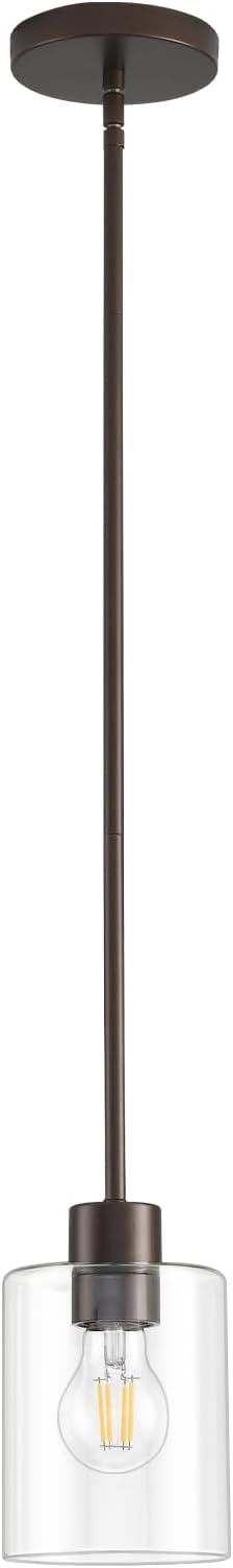 Oil Rubbed Bronze Pendant Lights Kitchen Island - Clear Glass Pendant Light Fixture Multiple Stems Rods 3 Units 12 Inch 3 Units 4 Inch (1 Pack Oil Rubbed Bronze Downrod)