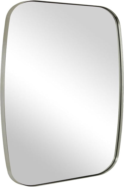 ANDY STAR Brushed Nickel Oblong Mirror, 36x40 Inch Brushed Nickel Oval Mirror for Bathroom with Stainless Steel Metal Frame, Wall Mouned for Bathroom, Living Room, Entryway