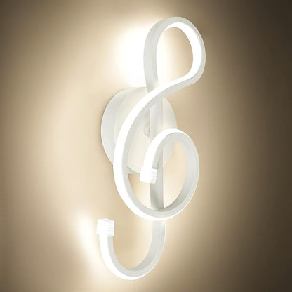 XEYOU 22W Modern Wall Sconce Lighting Indoor LED Creative Wall Light Fixture Music Symbol Art Decoration Wall Lamp for Living Room Bedroom Stair Corridor, White 4500K