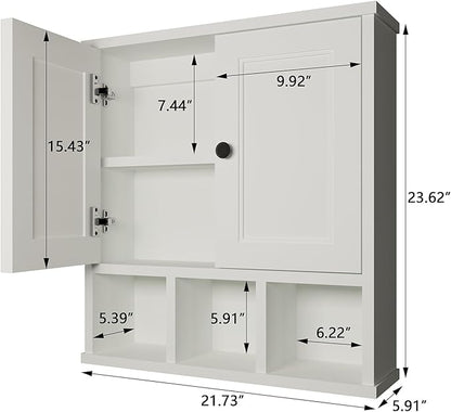 WPC Bathroom Cabinet Wall Mounted,with Adjustable Shelf,Wall Cabinet Shelf for Bathroom and Laundry, White