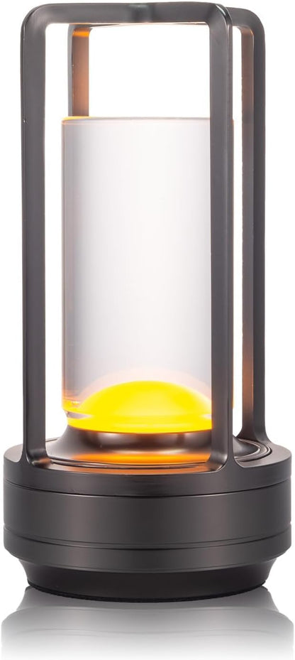 Portable Metal Table Lamp for Indoor/Outdoor ,Rechargeable Cordless LED Lamp, 3-Colour Infinitely Dimming Battery Powered Small Desk Lamp, Restaurant/Bedroom/Bar/Coffee Shop/Camping Light (Grey)