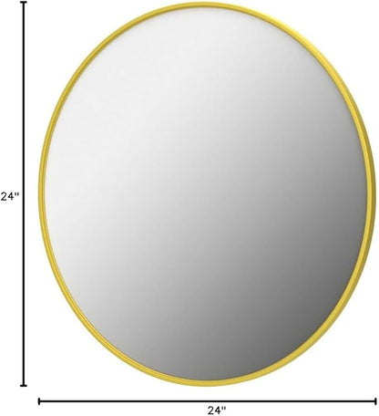 Fabuday Gold Circle Mirror for Bathroom - 24 Inch Golden Framed Round Mirror for Wall Decor, Living Room, Bedroom, Entryway Circular Mirrors