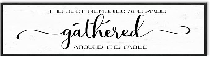 The Best Memories Are Made Gathered Around The Table Wall Decor: Farmhouse Kitchen Wall Art Framed Large Rustic Kitchen Sign Modern Dining Room Wall Decor Hanging Wall Plaques 12"x40"
