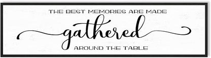 The Best Memories Are Made Gathered Around The Table Wall Decor: Farmhouse Kitchen Wall Art Framed Large Rustic Kitchen Sign Modern Dining Room Wall Decor Hanging Wall Plaques 12"x40"