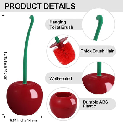 Cherry Toilet Brush, Cute Toilet Bowl Cleaners Brush and Holder Set, Unique Fruit Bathroom Decor Supplies and Fun Bathroom Accessories.
