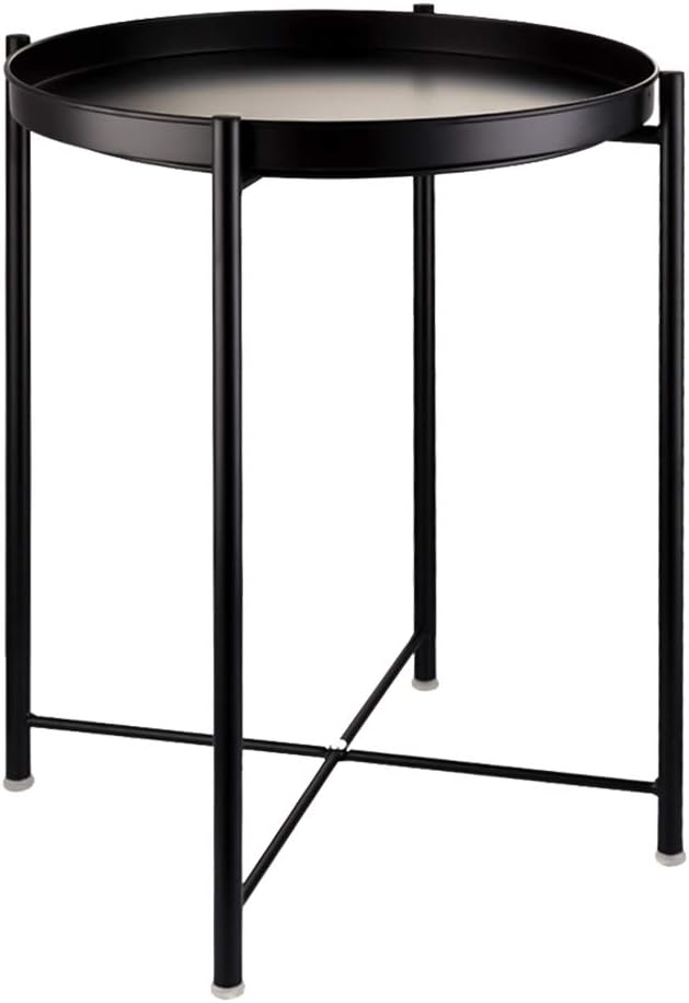EKNITEY Small Side End Table - Metal Side Table Waterproof Small Sofa Coffee Side Tables Bedroom Indoor Outdoor with Removable Tray for Living Room Bedroom Balcony and Office