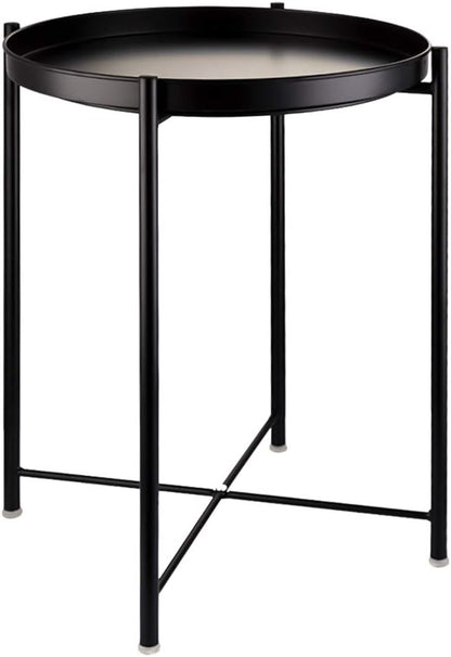 EKNITEY Small Side End Table - Metal Side Table Waterproof Small Sofa Coffee Side Tables Bedroom Indoor Outdoor with Removable Tray for Living Room Bedroom Balcony and Office