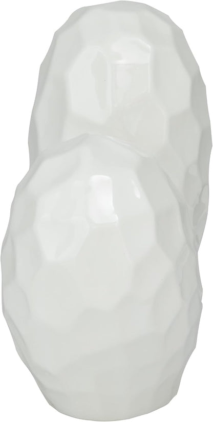 Deco 79 Porcelain Ceramic Heart Decorative Sculpture Dimensional Angled Origami Inspired Home Decor Statue, Accent Figurine 12" x 6" x 11", White