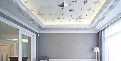 15 Pcs DIY Geometric Shape Acrylic Decorative Mirror Stickers Removable Adhesive Wall Mirror Décor for Living Room Home Background (Silver，3.15 * 7.87inches)