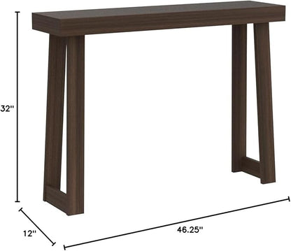 Plank+Beam Solid Wood Console Table, 46.25 Inch, Sofa Table, Narrow Entryway Table for Hallway, Behind The Couch, Living Room, Foyer, Easy Assembly, Walnut