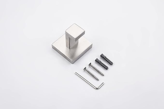 Bathroom Towel Hook 4 Pack, for Kitchen, Bedroom, Hotel - Modern Design Effortless Mounting Towel Hangers, Brushed Finish