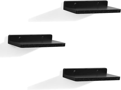 Small Floating Shelf,5 x 8.5 Inch,Set of 3 Small Wall Shelf for Bedroom Living Room Bathroom Kitchen Office (Black)