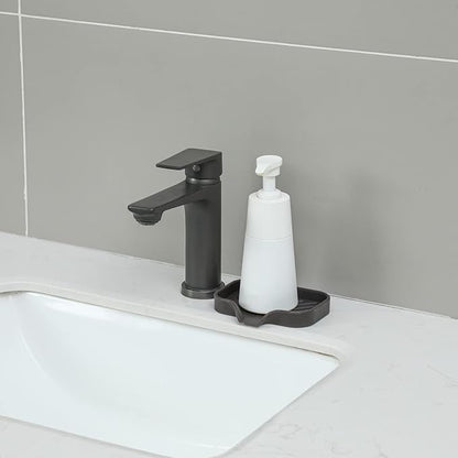 Silicone Bathroom Soap Dishes with Drain Spout-Bathroom and Kitchen Sink Organizer,Sponge Holder,Dish Soap Tray,Perfect for Dispenser,Scrubber,Bottle,Cup on Sink or Counter-Coffee 4.9"×3.2"