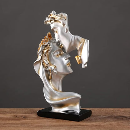 Couples Kiss Sculpture,Abstract Art Couple Sculpture Home Furnishing Resin Statue Decoration Romantic Statue Used for Home Decoration, Wedding, Gift. (Grey)