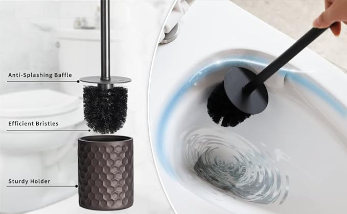 zccz Bathroom Accessory Set - 6 pcs Bronze Bathroom Accessories Set with Trash Can, Toothbrush Holder, Toothbrush Cup, Soap Dispenser, Soap Dish, Toilet Brush with Holder - Accessoire Salle de Bain