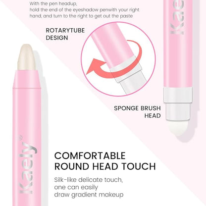 evpct 1Pcs Blonde Shimmer Cream Eye Shadow Brightener Sticks for Eyes Waterproof Pigmented, Double Ended Cream Eyeshadow Stick Pencil Pen with Applicator, Eye Shadow Palette Highlighter Makeup 38