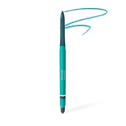 Thrive Causemetics Infinity Waterproof Eyeliner Pencil, Built In Sharpener & Smudge Tip, Long Lasting, Smudge Proof, Hyaluronic Acid & Shea Butter, Vegan & Cruelty Free, Jade (Teal Shimmer)