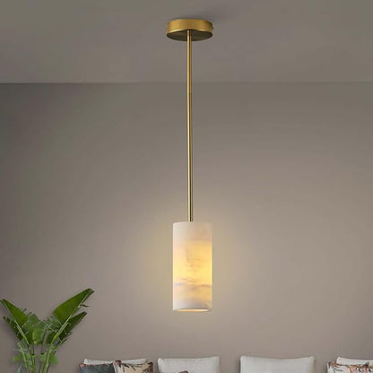 Alabaster Pendant Light Kitchen Island, H-9.5in Brass Pendant Light Fixtures with Natural Marble Shade, Adjustable Ceiling Pendant for Dining Room, Living Room, Bedroom & Bathroom