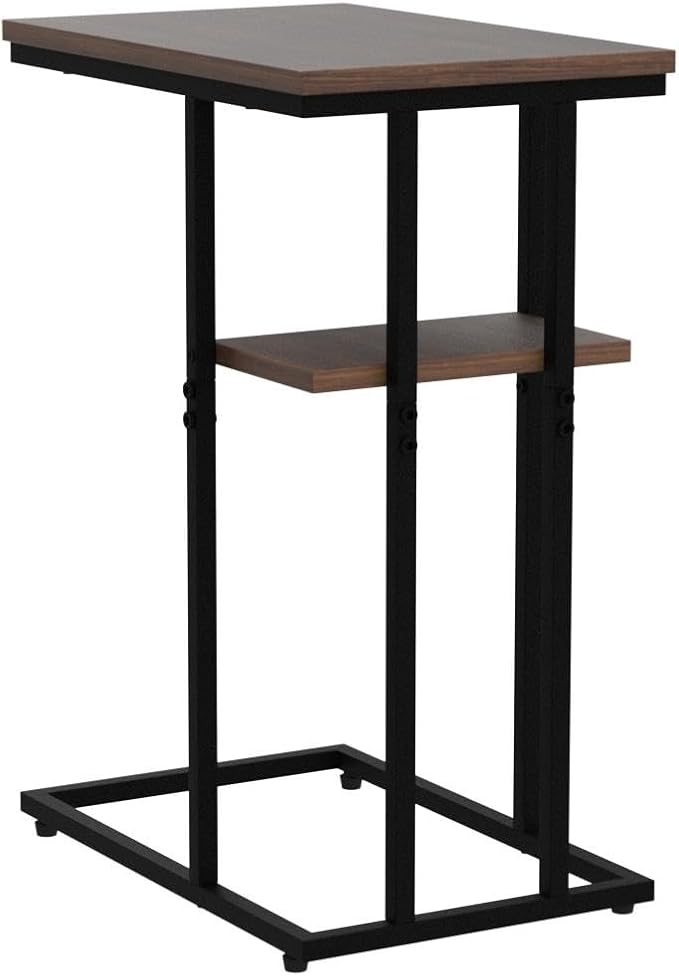 Yoobure C Table End Table Set of 2, Side Tables Living Room, C Shaped Side Table, Couch Tables That Slide Under Couch Table with Metal Frame, Rustic Snack Table for Bedroom/Small Spaces Large Desktop