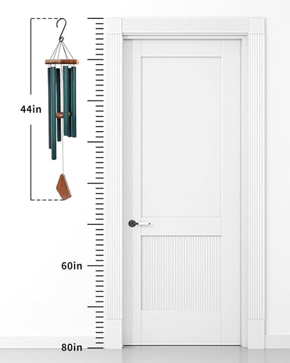Wind Chimes Outdoor Large Deep Tone,Sympathy Wind Chime Outdoor, Memorial Wind-Chime with 6 Tuned Tubes, Elegant Chime for Garden, Patio, Balcony and Home Decor, Matte Green