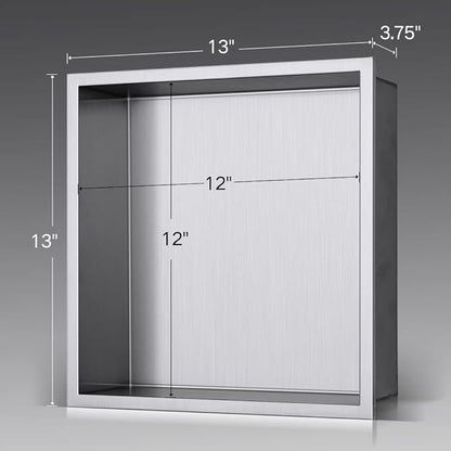 Shower Niche, 12"x12" No Tile Needed, The Insert Storage Rectangle Single Shower Shelf is Easy to Install, Stainless Steel, Brushed Nickel