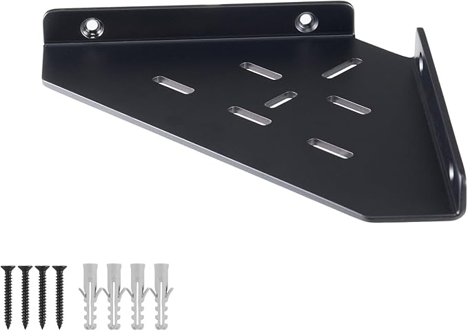 Corner Shelf, 3.0mm Aluminum Alloy Corner Shelf Wall Mounted, for Bathrooms,Offices, Bedrooms,Kitchens,Dorm Rooms and Living Rooms(6 in Black)