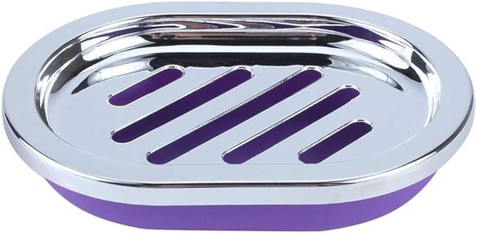 Bathroom Accessories Set 6 Pieces Plastic Bathroom Accessories Toothbrush Holder, Rinse Cup, Soap Dish, Hand Sanitizer Bottle, Waste Bin, Toilet Brush with Holder(6 Colors) (Purple)