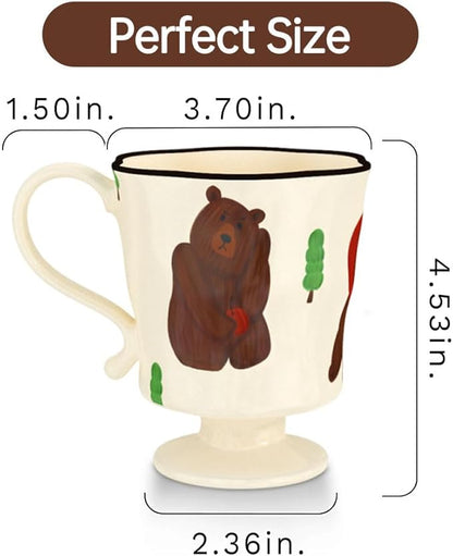 360ml -12.17oz Painted Cute Bear Ceramic Mug - Cute Coffee Cup for Espresso,Cappuccino, Turkish Tea - Gift for Women, Dishwasher Safe