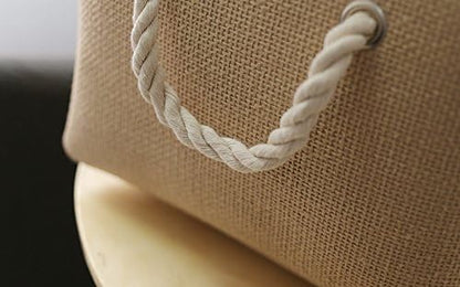 TheWarmHome Decorative Basket Rectangular Small Storage Basket Fabric Storage Bin Organizer Basket with Handles for Clothes Storage (Beige, 11.8L×7.9W×5.2H inch)