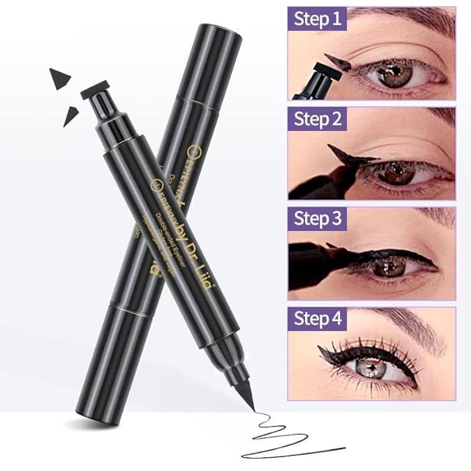 Waterproof Eyeliner - Double-Ended, Long-Lasting Liquid Eyeliner Pen with Precision Tip for Smooth Application - Smudge-Proof, Hypoallergenic, Vegan & Gluten-Free Eye Liner, 2mL Brown